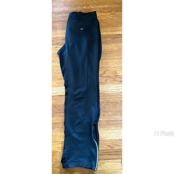 Nike Dry Fit Fleece Lined Workout Pants Inside Black Women’s ZIP Bottom L 12-14 - Picture 6 of 7